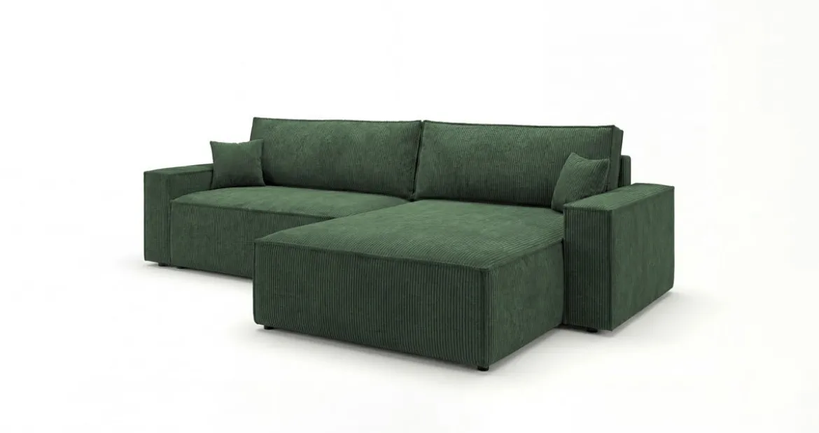 Designer Ecksofa Vienna mit Schlaf- und Klappfunktion in Cord