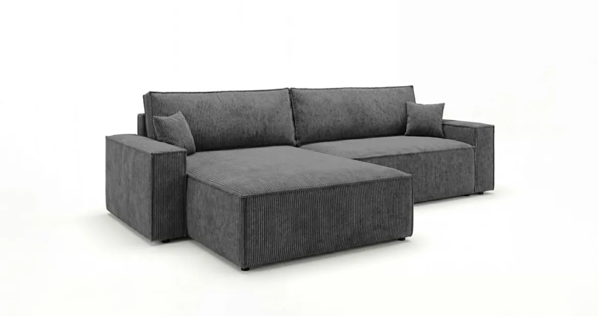 Designer Ecksofa Vienna mit Schlaf- und Klappfunktion in Cord