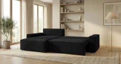 Designer Ecksofa Vienna mit Schlaf- und Klappfunktion in Cord