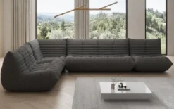 Designer Ecksofa Wohnlandschaft Calmo in Teddy Bouclé