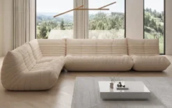 Designer Ecksofa Wohnlandschaft Calmo in Teddy Bouclé