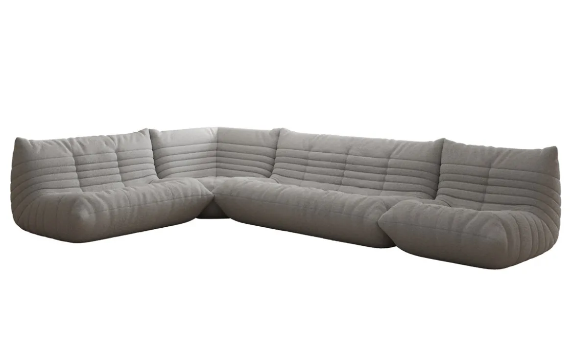 Designer Ecksofa Wohnlandschaft Calmo in Teddy Bouclé