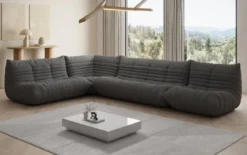 Designer Ecksofa Wohnlandschaft Calmo in Teddy Bouclé