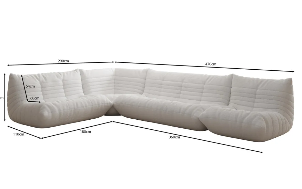 Designer Ecksofa Wohnlandschaft Calmo in Teddy Bouclé