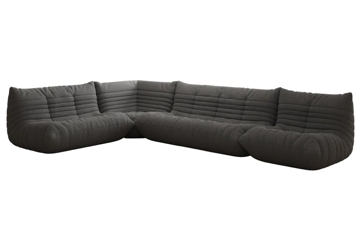 Designer Ecksofa Wohnlandschaft Calmo in Teddy Bouclé