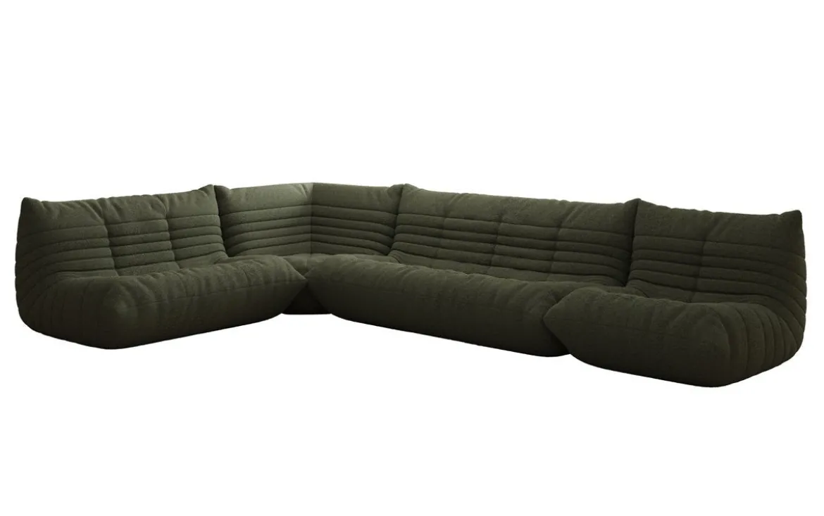 Designer Ecksofa Wohnlandschaft Calmo in Teddy Bouclé