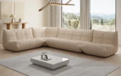 Designer Ecksofa Wohnlandschaft Calmo in Teddy Bouclé