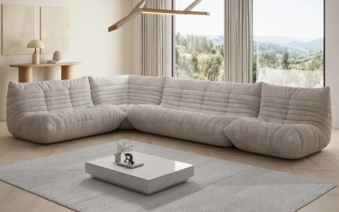 Designer Ecksofa Wohnlandschaft Calmo in Cord