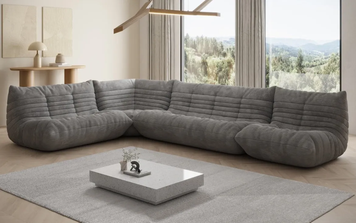 Designer Ecksofa Wohnlandschaft Calmo in Cord