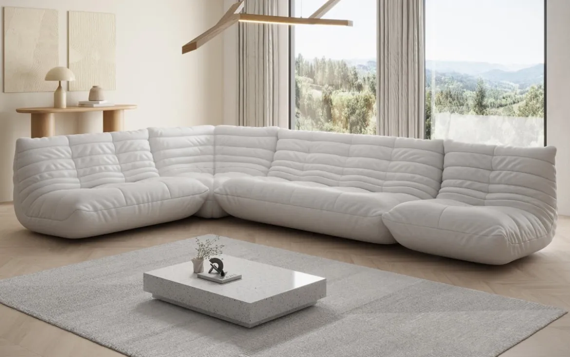 Designer Ecksofa Wohnlandschaft Calmo in Echtleder