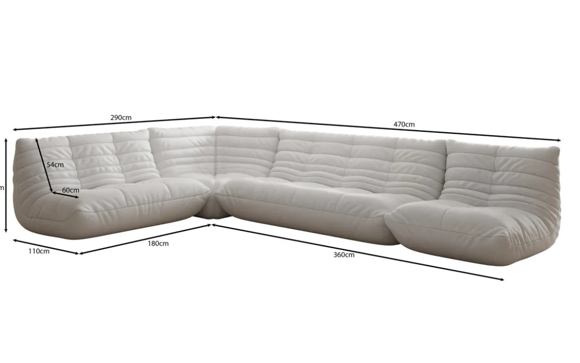 Designer Ecksofa Wohnlandschaft Calmo in Echtleder