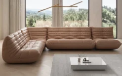 Designer Ecksofa Wohnlandschaft Calmo in Echtleder