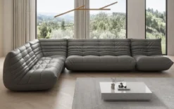 Designer Ecksofa Wohnlandschaft Calmo in Echtleder