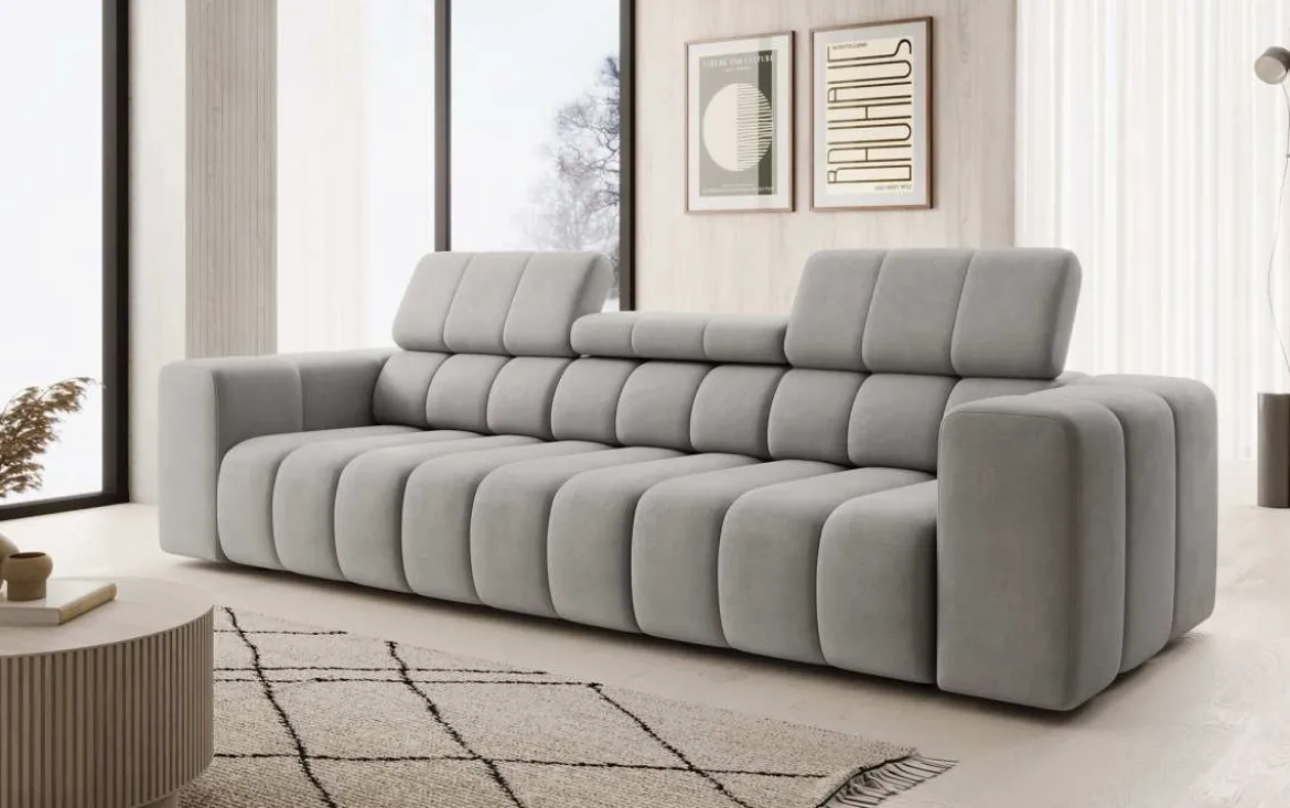Designer 3er Sofa Aurora mit verstellbaren Kopfstützen