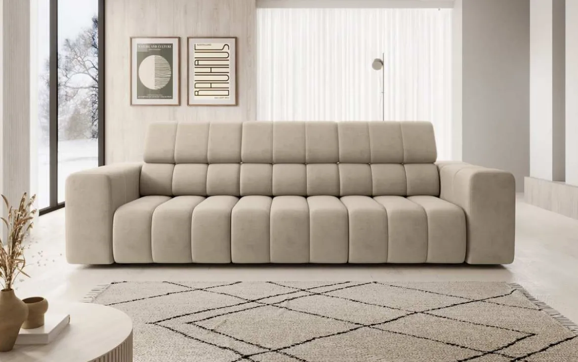 Designer 3er Sofa Aurora mit verstellbaren Kopfstützen