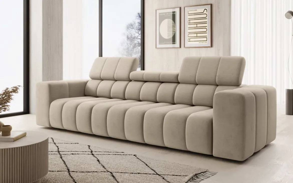 Designer 3er Sofa Aurora mit verstellbaren Kopfstützen