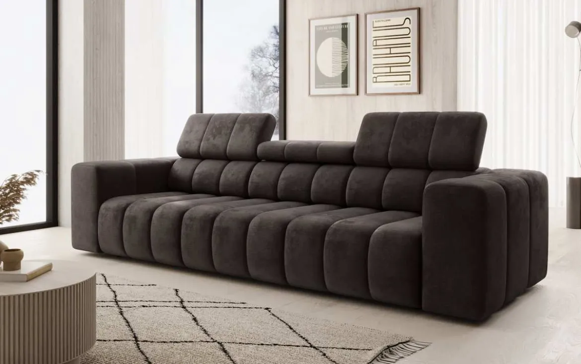 Designer 3er Sofa Aurora mit verstellbaren Kopfstützen