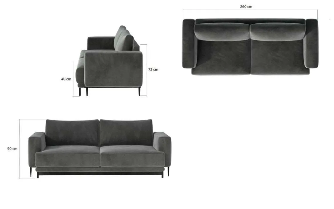 Designer 3er Sofa Diana mit Schlaffunktion und Stauraum