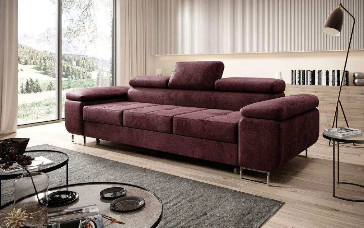 Designer 3er Sofa Siera mit Schlaffunktion in Samt