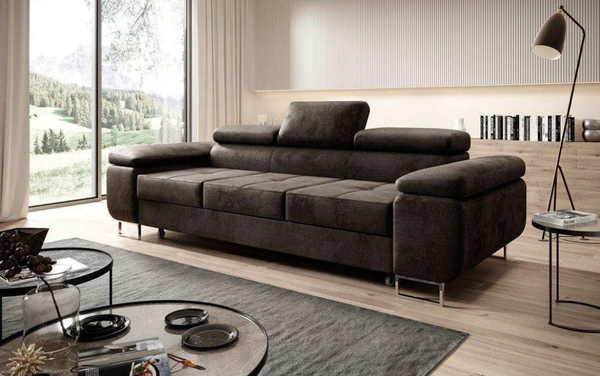 Designer 3er Sofa Siera mit Schlaffunktion in Samt