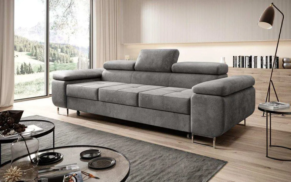 Designer 3er Sofa Siera mit Schlaffunktion in Samt