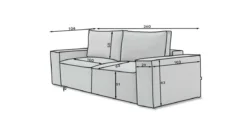 Designer 2er Sofa Solaris mit Stauraum und Schlaffunktion