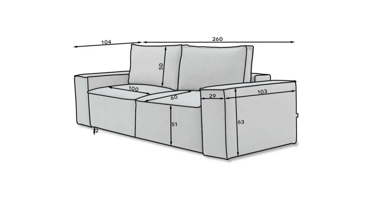 Designer 2er Sofa Solaris mit Stauraum und Schlaffunktion