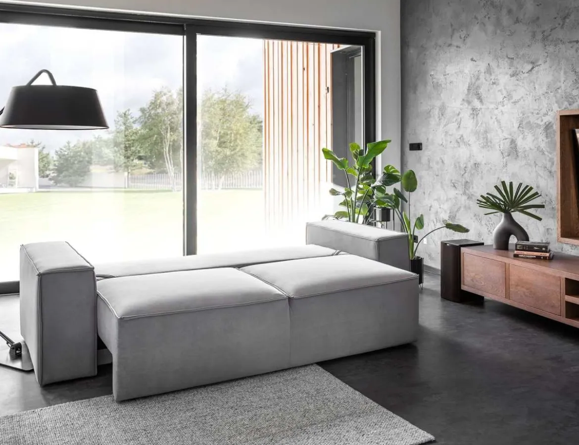 Designer 2er Sofa Solaris mit Stauraum und Schlaffunktion