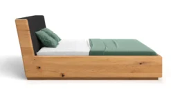 Designer Holzbett Cassian aus massiver Eiche mit Stauraum