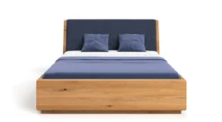 Designer Holzbett Cassian aus massiver Eiche mit Stauraum