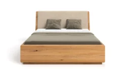Designer Holzbett Cassian aus massiver Eiche mit Stauraum
