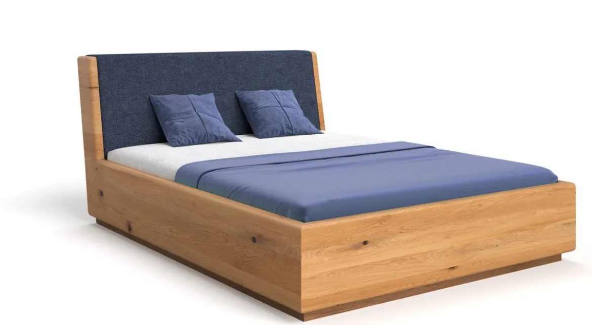 Designer Holzbett Cassian aus massiver Eiche mit Stauraum