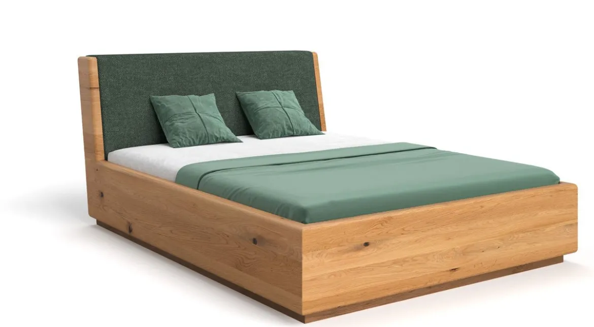 Designer Holzbett Cassian aus massiver Eiche mit Stauraum
