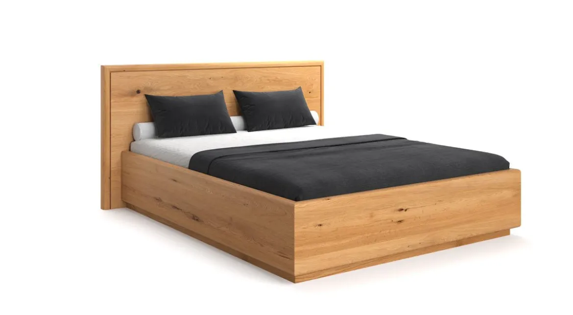 Designer Holzbett Celestia aus massiver Eiche mit Stauraum