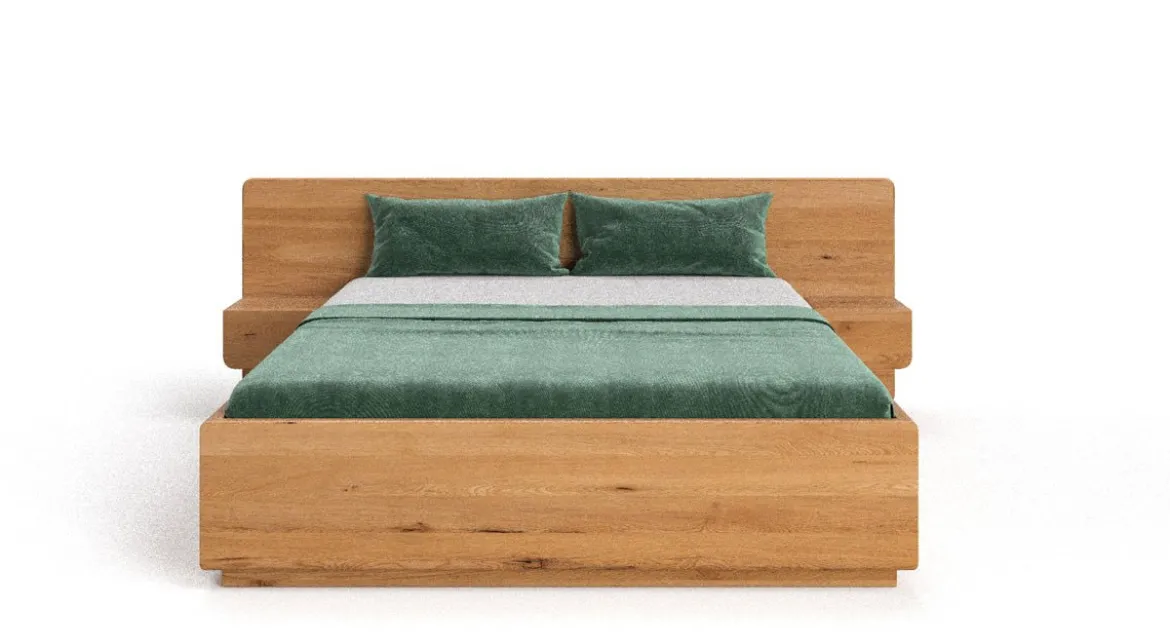 Designer Holzbett Fiona aus massiver Eiche mit Stauraum