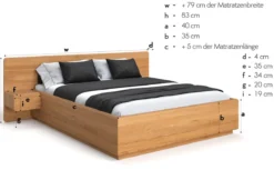 Designer Holzbett Fiona aus massiver Eiche mit Stauraum