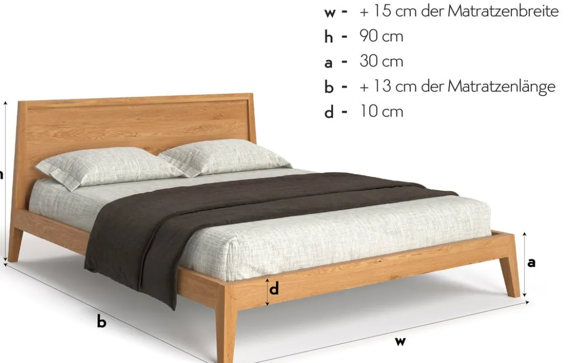 Designer Holzbett Kaja aus massiver Eiche