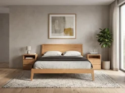 Designer Holzbett Kaja aus massiver Eiche