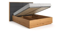 Designer Holzbett Valent aus massiver Eiche mit Stauraum