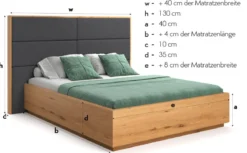 Designer Holzbett Valent aus massiver Eiche mit Stauraum