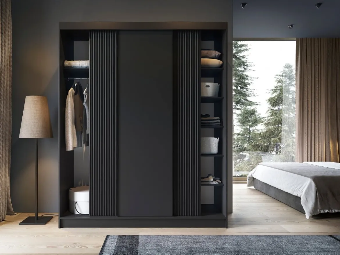 Designer Kleiderschrank Beatrix – Modernes Design in Weiß oder Schwarz mit optionalem Spiege
