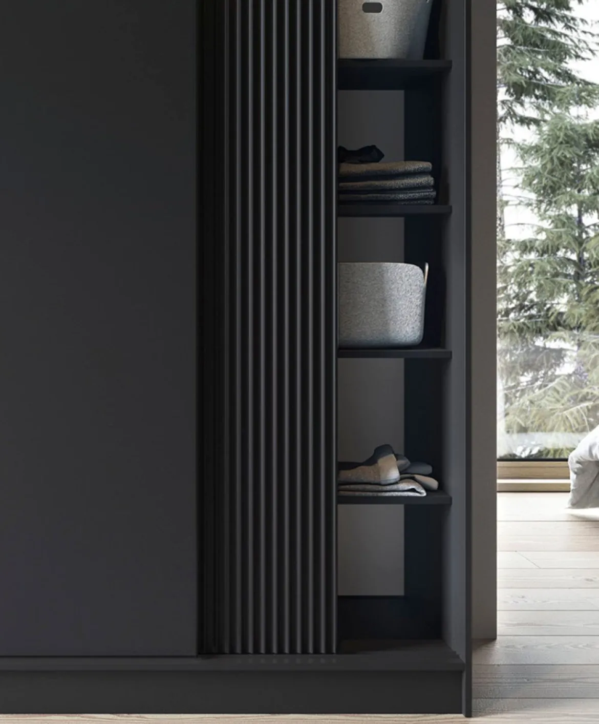 Designer Kleiderschrank Beatrix – Modernes Design in Weiß oder Schwarz mit optionalem Spiege