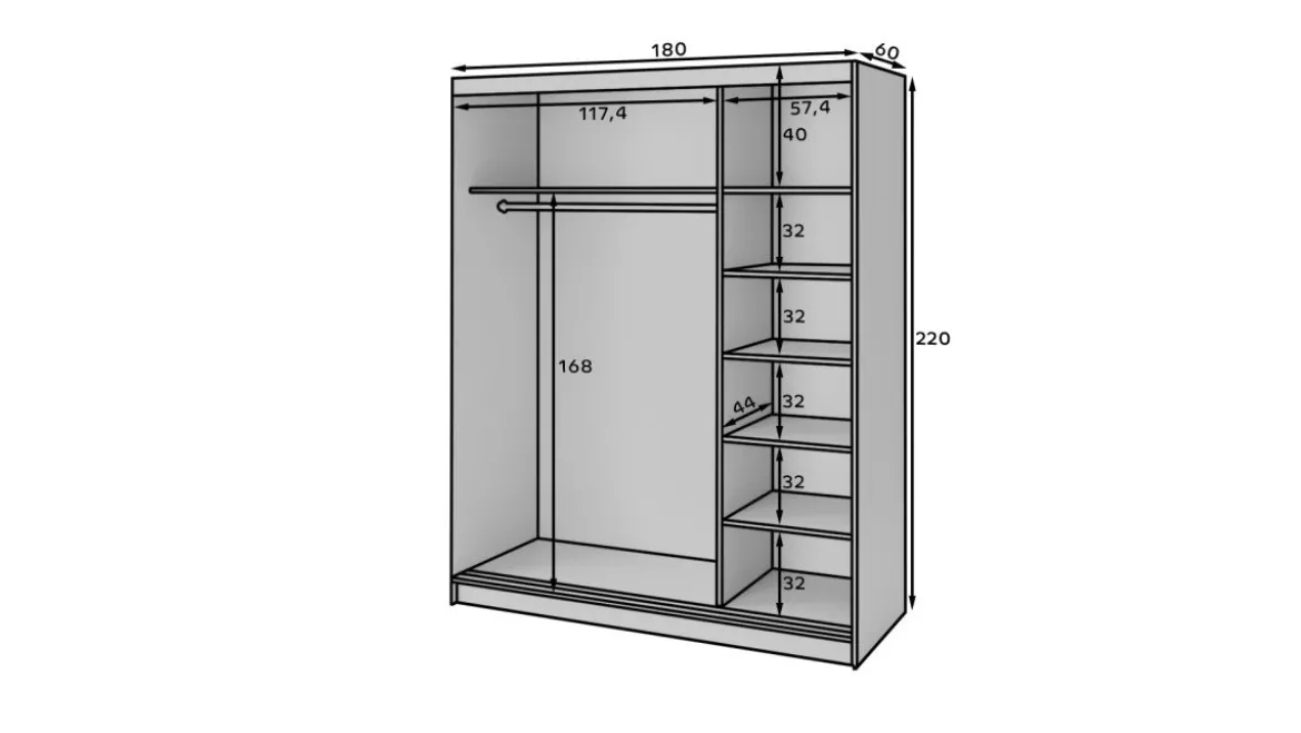 Designer Kleiderschrank Beatrix – Modernes Design in Weiß oder Schwarz mit optionalem Spiege