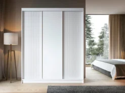 Designer Kleiderschrank Beatrix – Modernes Design in Weiß oder Schwarz mit optionalem Spiege