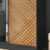 Designer Kleiderschrank Murphy – Schwarz / Eiche Fischgrät mit Spiegeltür