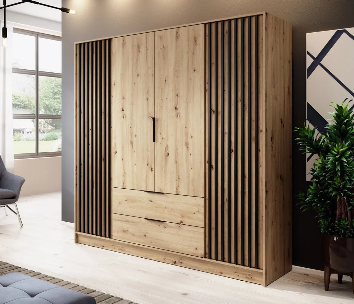 Designer Kleiderschrank Niro 206 cm – Moderne Wandpaneel-Optik mit Stil und Struktur