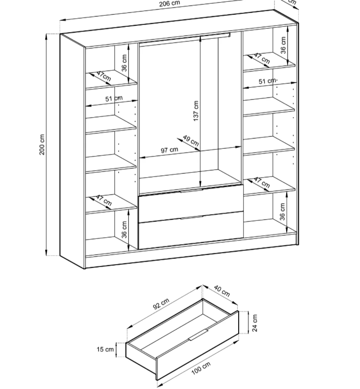 Designer Kleiderschrank Niro 206 cm – Moderne Wandpaneel-Optik mit Stil und Struktur