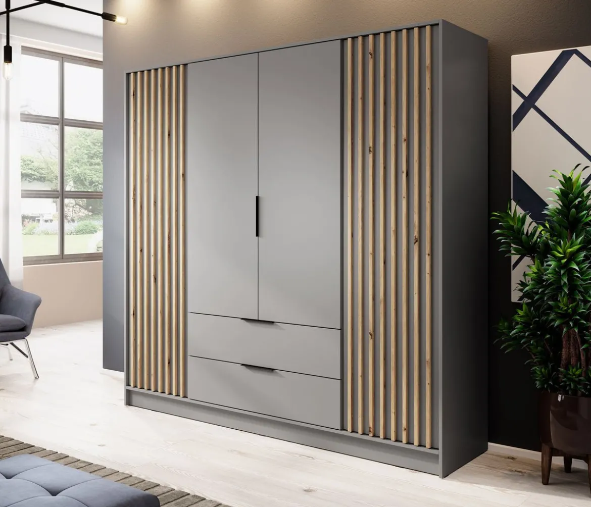 Designer Kleiderschrank Niro 206 cm – Moderne Wandpaneel-Optik mit Stil und Struktur
