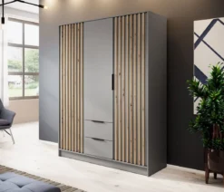 Designer Kleiderschrank Niro 155 cm – Moderne Wandpaneel-Optik mit Stil und Struktur