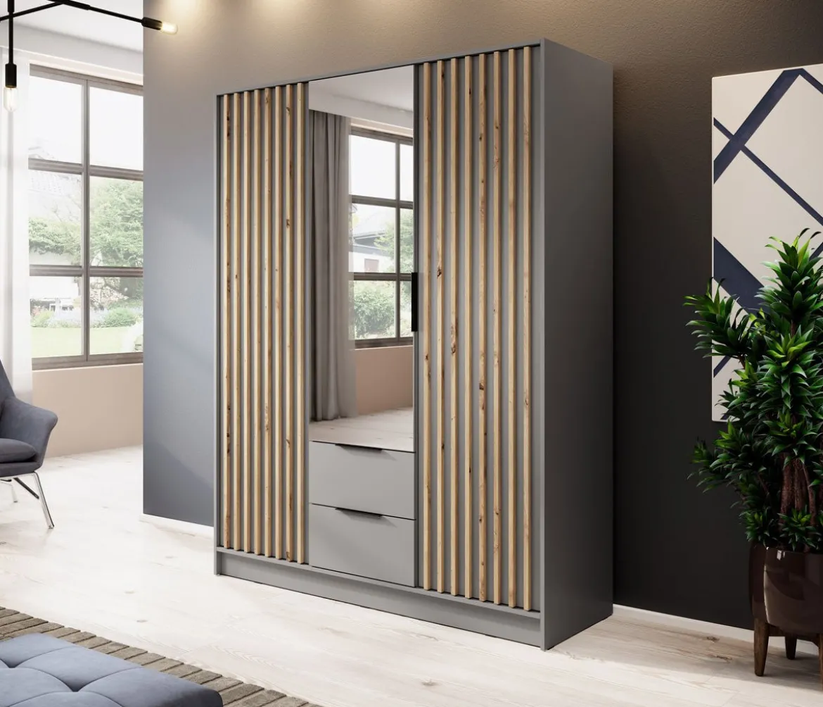 Designer Kleiderschrank Niro 155 cm – Moderne Wandpaneel-Optik mit Stil und Struktur